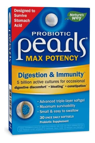 Natures Way Probiotic Pearls Potência Máxima, 5 Bilhões De
