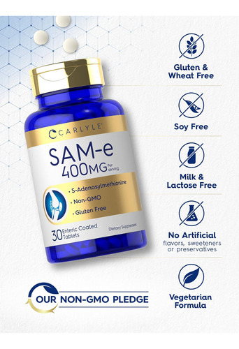 Suplemento Carlyle Sam-e 400 Mg | 30 Comprimidos | Comprimid - Imagem 3