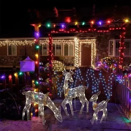 Ps Conjunto Enfeites Rena De Natal Com Led Luminosos De 3 - Imagem 7