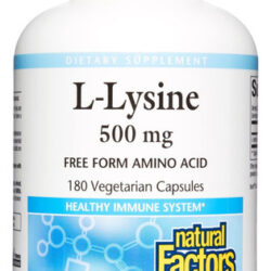 Fatores Naturais, L-lisina 500 Mg, 180 Cápsulas Vegetarianas