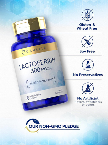 Suplemento De Lactoferrina Carlyle | 300mg | 60 Cápsulas | N - Imagem 4