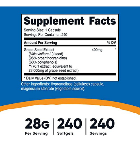 Suplemento De Extrato De Semente De Uva Nutricost 28.000 Mg - Imagem 2