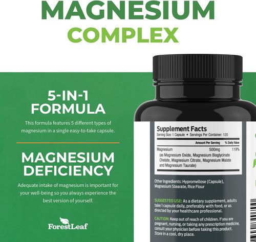 Complexo De Magnésio Forestleaf 500 Mg - Cápsulas De Magnési - Imagem 3