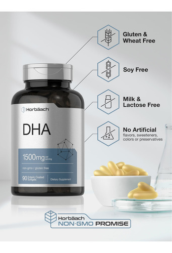 Suplemento Horbaach Dha 1500mg 90 Cápsulas Epa Omega 3 Não - Imagem 5
