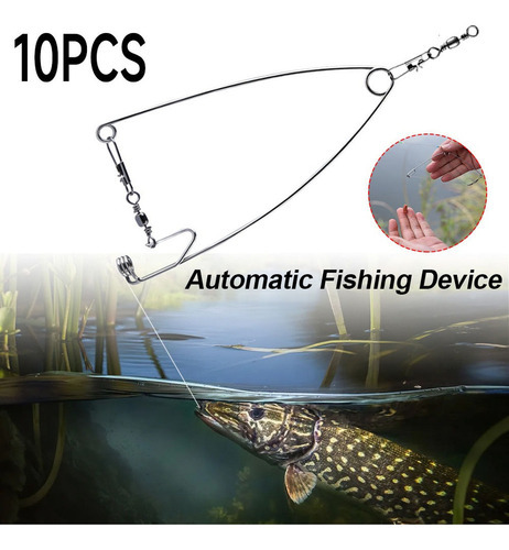 W Anzol De Pesca Automático 10 Peças, Aço Inoxidável - Imagem 4