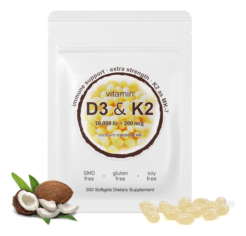Letscol 2 Em 1 Suplemento De Vitamina D3 K2 Softgel, Vitamin