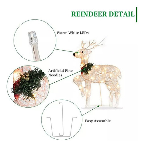 @ Enfeite De Natal De Rena Led Flasher Para Jardim - Imagem 8