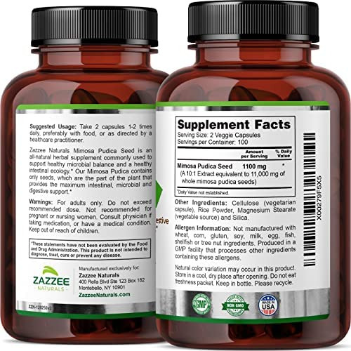 Zazzee Mimosa Pudica Seed 10:1 Extract, 200 Vegan Capsules, - Imagem 6