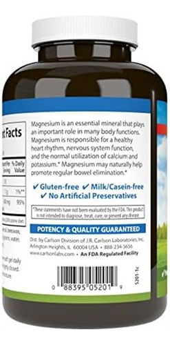 Carlson - Géis De Magnésio, 400 Mg De Magnésio Por Cápsula S - Imagem 3