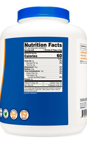 Suplemento Nutricost Maltodextrina Em Pó 1,8 Kg Sem Glúten - Imagem 6