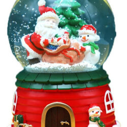 Bola Cristal De Natal Musical Floco Neve Lâmpada Giratória