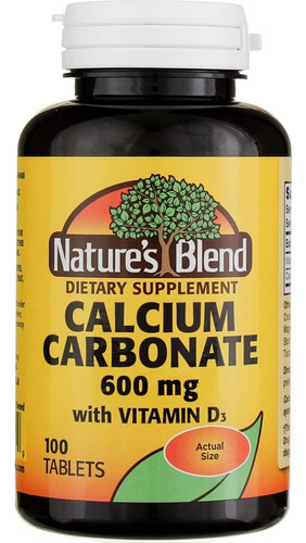 Natures Blend Carbonato De Cálcio 600 Mg Com D3 400 Ui 100