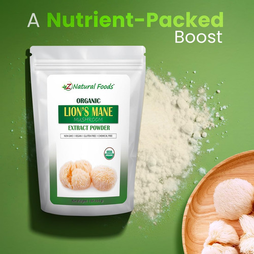 Z Natural Foods Pó De Extrato De Cogumelo Juba De Leão Orgân - Imagem 3