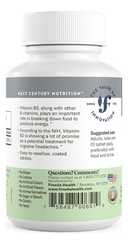 Freeda Vitamina B2 Riboflavina 50mg - Metabolismo Energético - Imagem 4