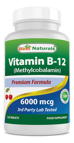 Vitamina B-12 Marca Best Naturals, 6000 Mcg, 120 Comprimidos