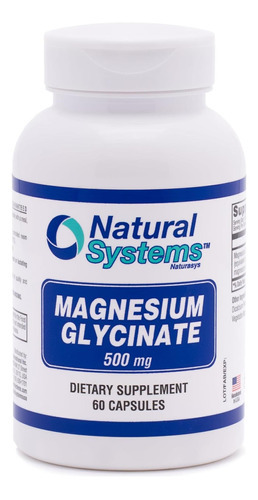 Cápsulas De Glicinato De Magnésio 500 Mg Da Natural Systems.
