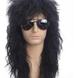 Peruca Longa Encaracolada Masculina Anos 80 Rock