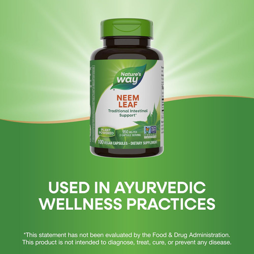 Folha De Neem Herbal Da Natures Way, Suporte Intestinal Trad - Imagem 4