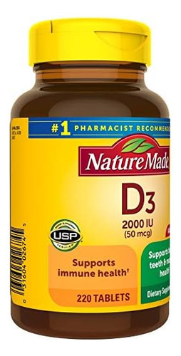 Vitamina D3, 220 Comprimidos, Vitamina D 2.000 Ui (50 Mcg) A - Imagem 7