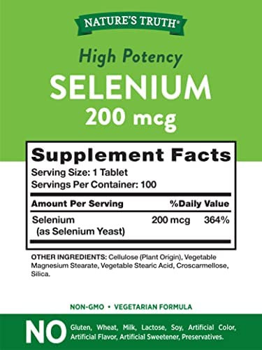 Suplementos Natures Truth Selenium 200 Mcg, 100 Contagens - Imagem 6