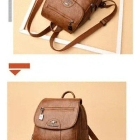Mochila Feminina De Couro Pu Vintage - Imagem 20