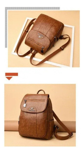 Mochila Feminina De Couro Pu Vintage - Imagem 20