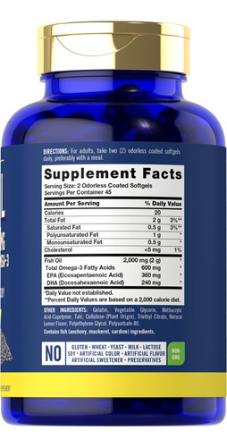 Suplemento De Óleo De Peixe Carlyle 2000 Mg | 600 Mg De Ômeg - Imagem 2