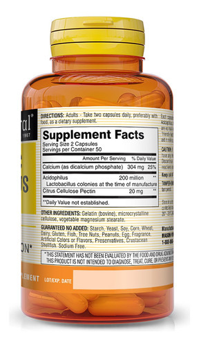 Mason Natural Probiótico Acidophilus Com Pectina