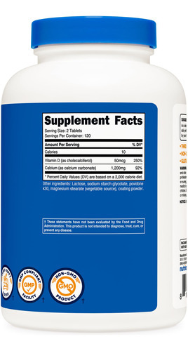 Suplemento De Cálcio Nutricost Com Vitamina D 240 Comprimido - Imagem 6