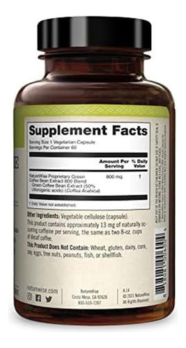 Naturewise Green Coffee Bean 800mg Max Potency Extract 50% - Imagem 6