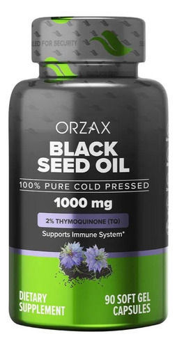 Suplemento De Óleo De Semente Preta Orzax 1000mg Orgânico 90