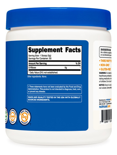 Suplemento Nutricost D-ribose Em Pó 250g 100% Puro - Imagem 5