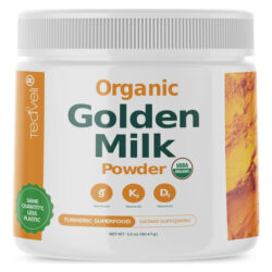 Leite Em Pó Dourado Orgânico Com Vitaminas D3 E K2, Cúrcuma,