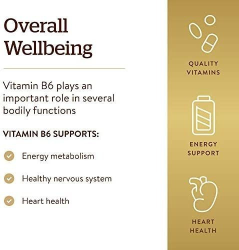Solgar Vitamina B6 25 Mg, 100 Comprimidos - Apoia O Metabol - Imagem 4