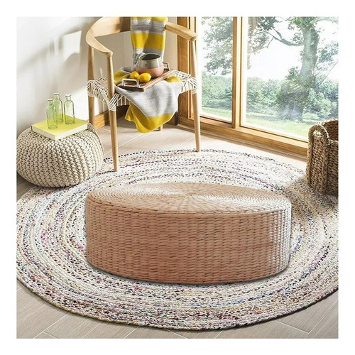 39*39cm Almofada De Assento Pufe Redondo Cor Palha - Imagem 5