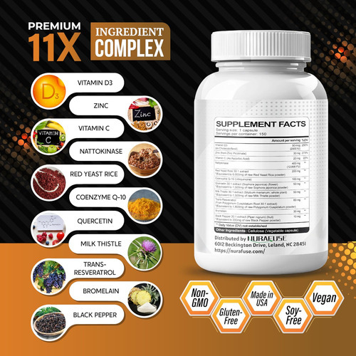 Fórmula Nurafuse Nattokinase 11 Em 1 - 4.750 Mg Com Fermento - Imagem 2