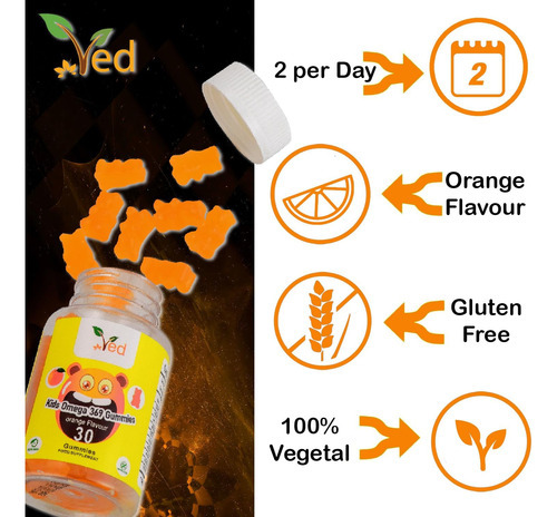 Ved Kids Omega 3 6 9 Gomas Para Suplemento De Omega 3 6 9, E - Imagem 2
