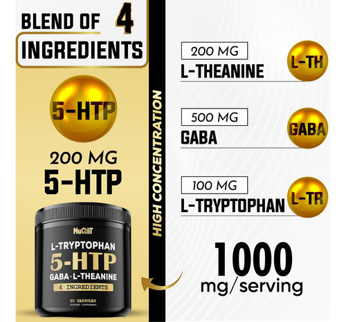 Nuqiit 5 Htp 200mg Gaba 500mg L-teanina 200mg L-triptofano 1 - Imagem 2