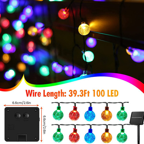 Luzes De Corda De Solar Energia Da Série De Natal 12m-100led - Imagem 2