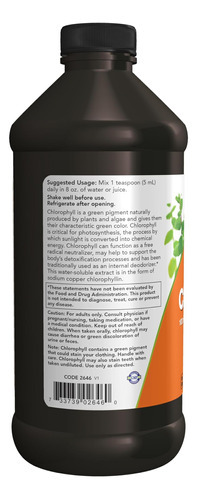 Now Foods Supplements, Clorofila Líquida Sem Sabor, 100 Mg P - Imagem 2