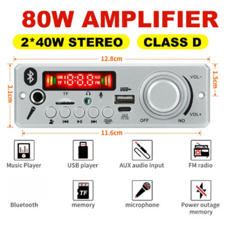 Placa Decodificadora Mp3 Wav, Amplificador De 80w, Microfon - Imagem 7