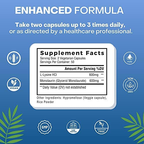Natural Cure Labs L-lisina + Monolaurina 600mg Proporção 1:1 - Imagem 4