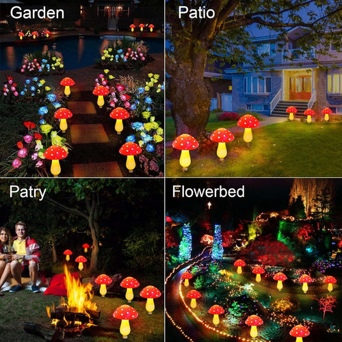 Luz Solar Jardim Cogumelo Luz Jardim À Prova D'água 8pcs - Imagem 6