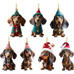 7x Enfeites De Árvore De Natal Cachorro Dachsund