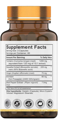 Tnvitamins Complexo De Cúrcuma E Boswellia (180 Cápsulas) Co - Imagem 2