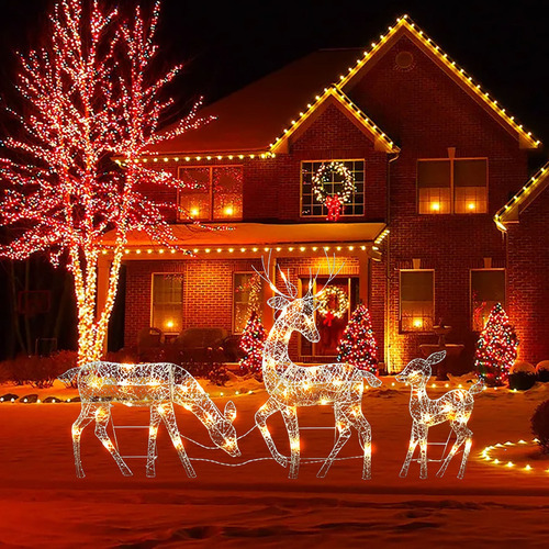 Kit 3 Enfeites De Natal De Renas Led Garden Blinker - Imagem 3