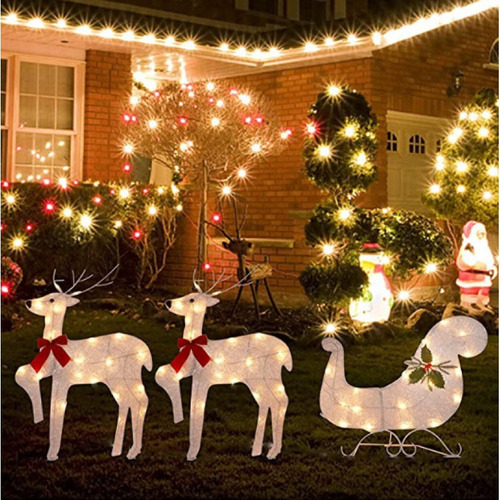E Novo Trenó De Natal Com Luzes Decorativas Led Para - Imagem 3