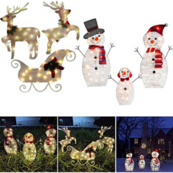 6 Luzes Do Jardim De Boneco De Neve De Rena De Natal Led