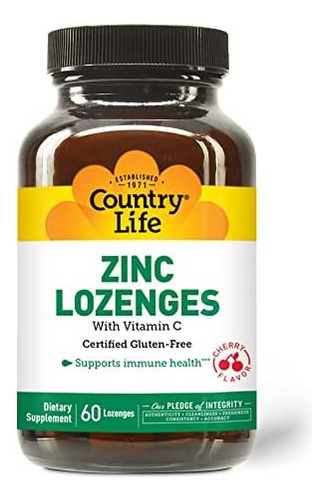 Pastilhas De Zinco Country Life Com Vitamina C, Apoia A Saú