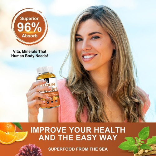 Gomas De Cálcio De 1200 Mg Com Vitamina D3, K2, B12 E B6 - S - Imagem 4
